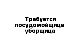 Требуется посудомойщица  уборщица